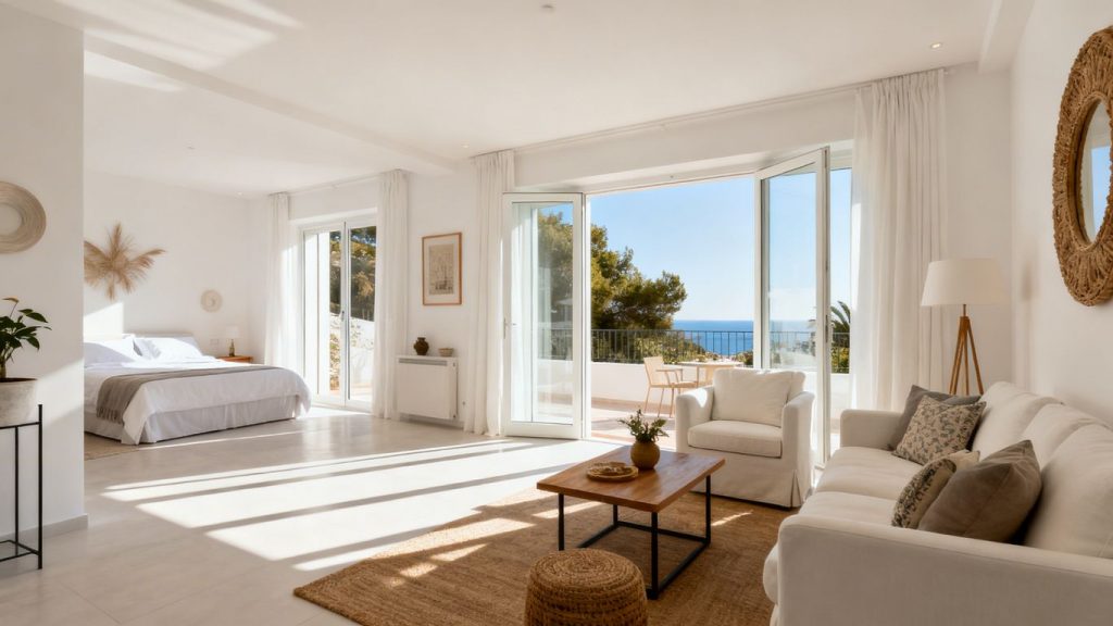 Moderne Ferienwohnung mit stilvoller Einrichtung und viel Licht.